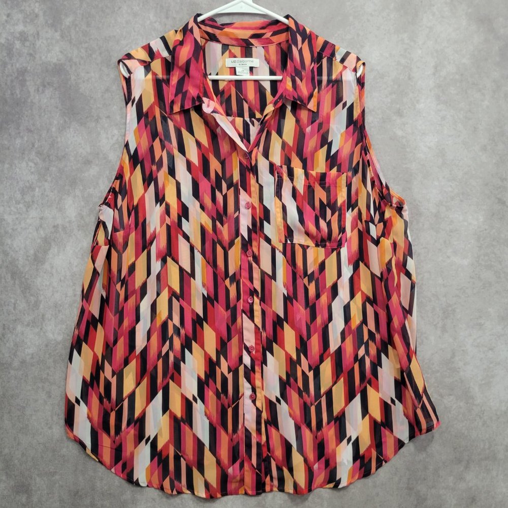 Liz Claiborne Soft Lightweight Sleeveless Button Down 2X